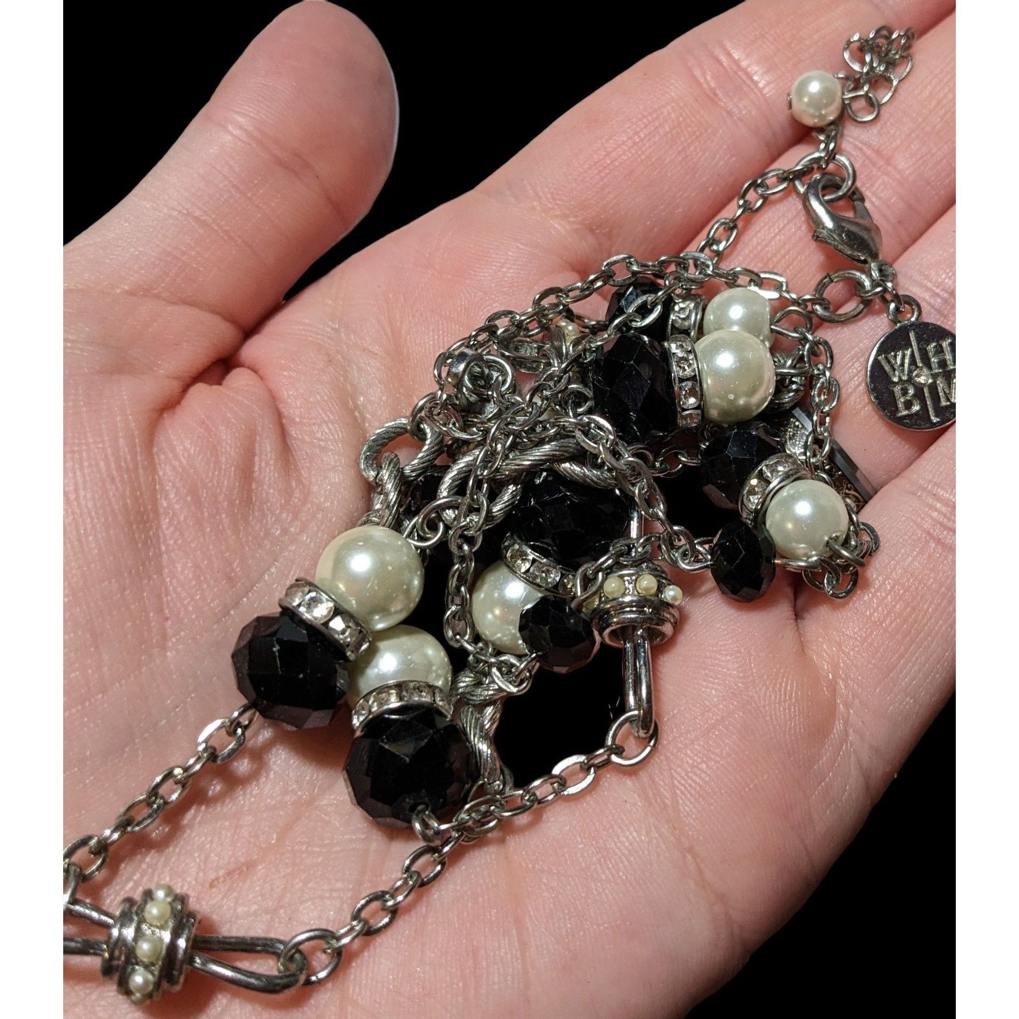 White House Black Market White House Black Market Pearl Black Glass Chain Necklace Size ONE SIZE - 5 Thumbnail
