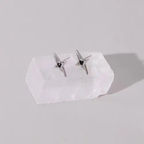 Designer 100%925 silver retro punk earrings Size ONE SIZE - 3 Thumbnail