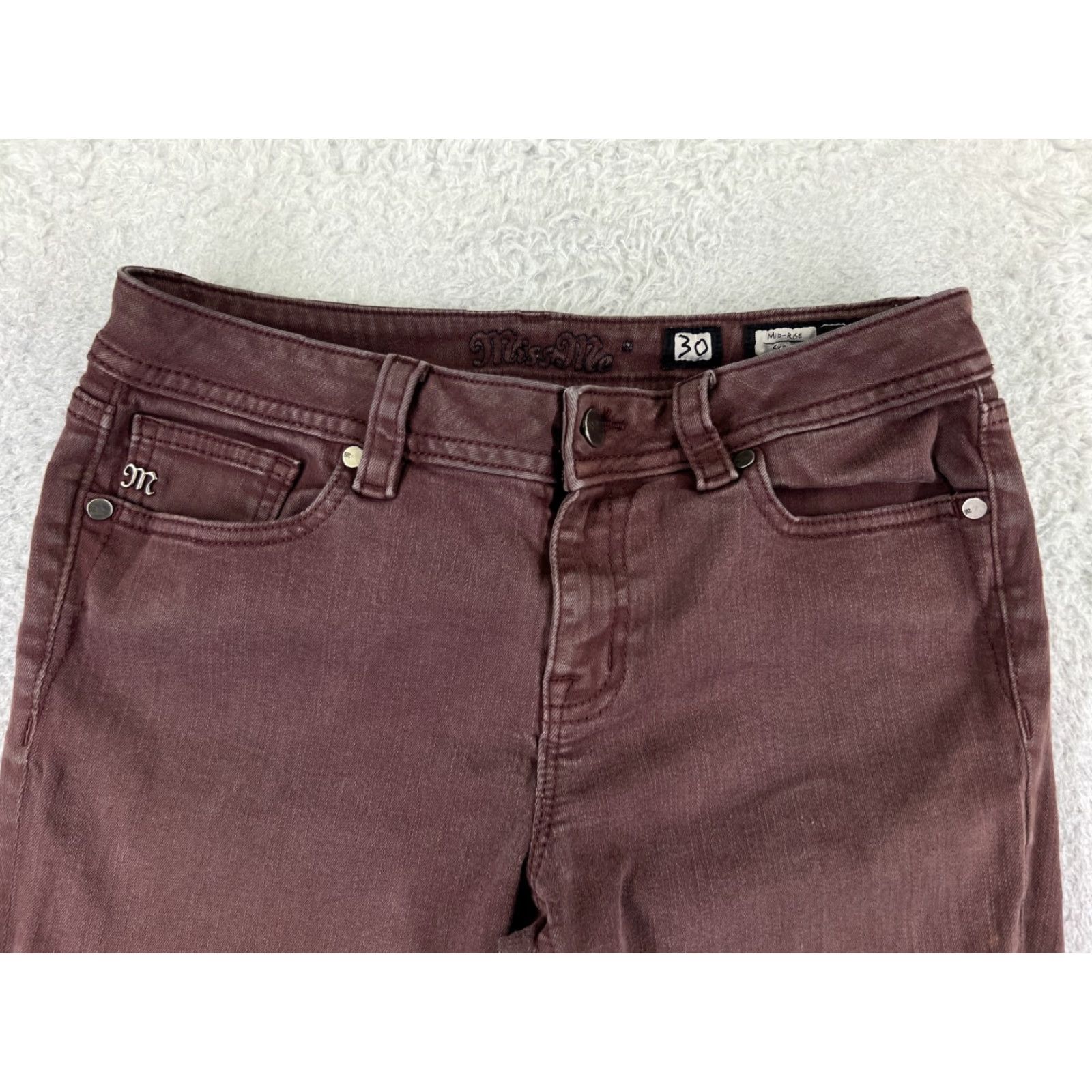Miss Me Miss Me Jeans Women 30 Red Denim Skinny Pants 27x27 Womans Regular 5-Pocket Distressed Stretch Cotton Blend Vintage No Size 30" / US 8 / IT 44 - 4 Thumbnail
