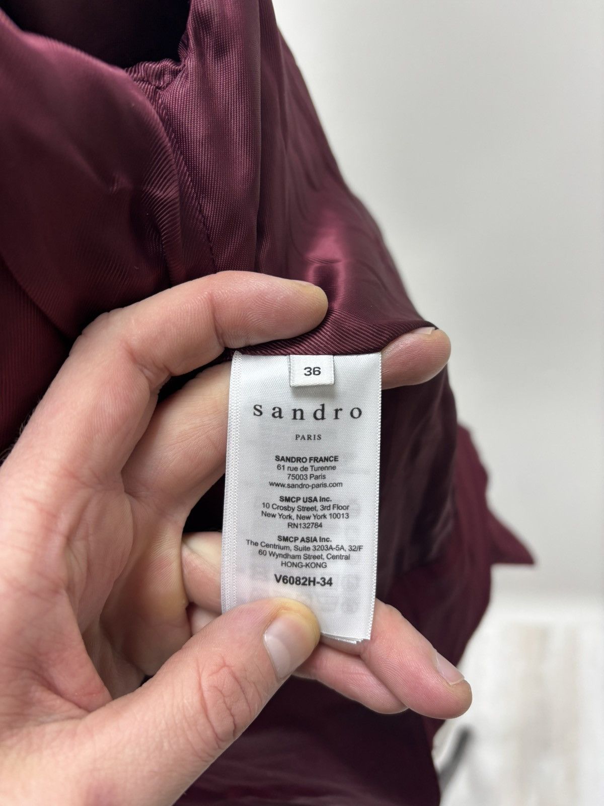 Sandro Womens blazer Sandro Paris Size 36 Color Burgundy Size XS / US 0-2 / IT 36-38 - 10 Thumbnail