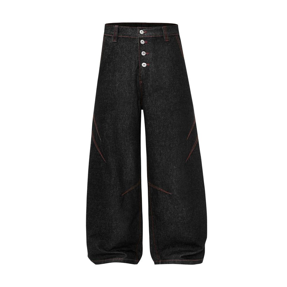Japanese Brand × Jean American high street button loose wide-leg scimitar jeans Size US 32 / EU 48 - 1 Thumbnail