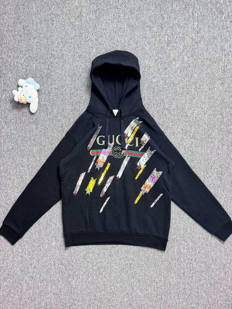 Gucci Gucci Black Logo Hoodie with Star Design Size US M / EU 48-50 / 2 - 1 Thumbnail