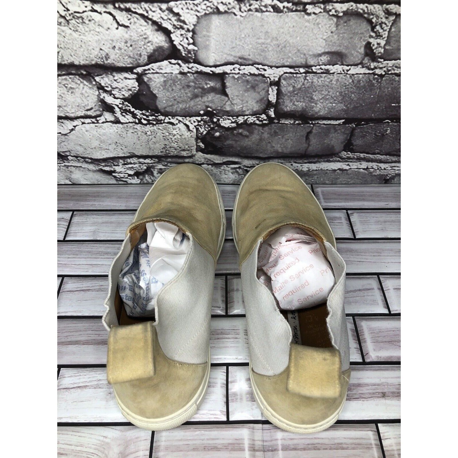 & Other Stories & Other Stories Beige Tan Suede White Textile Ankle Shoes Wo Size US 8 / IT 38 - 5 Thumbnail