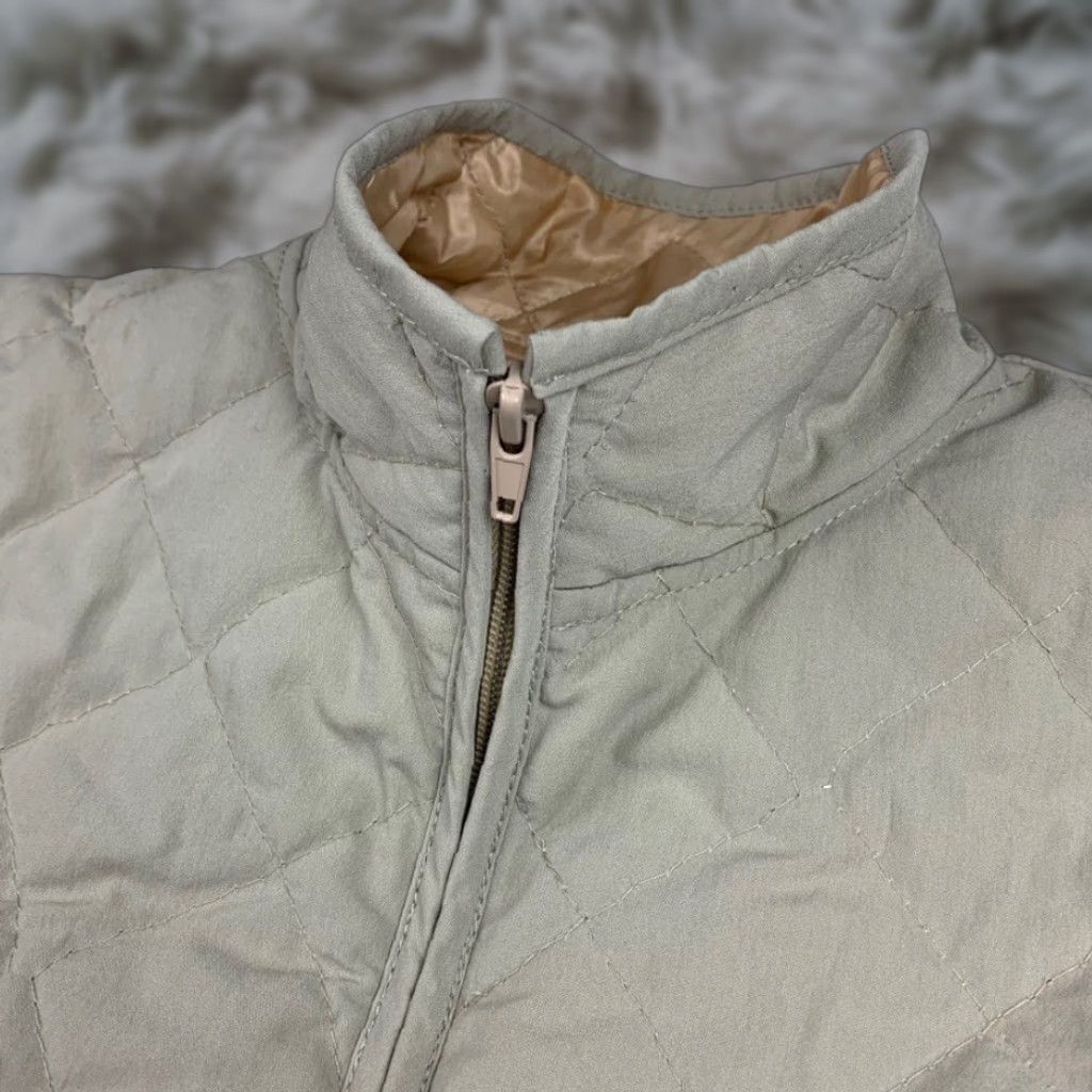 VINTAGE Halliburton Vest Full Zip Quilted Lined Khaki/Tan Medium Men's Beige Sleeveless Casual
