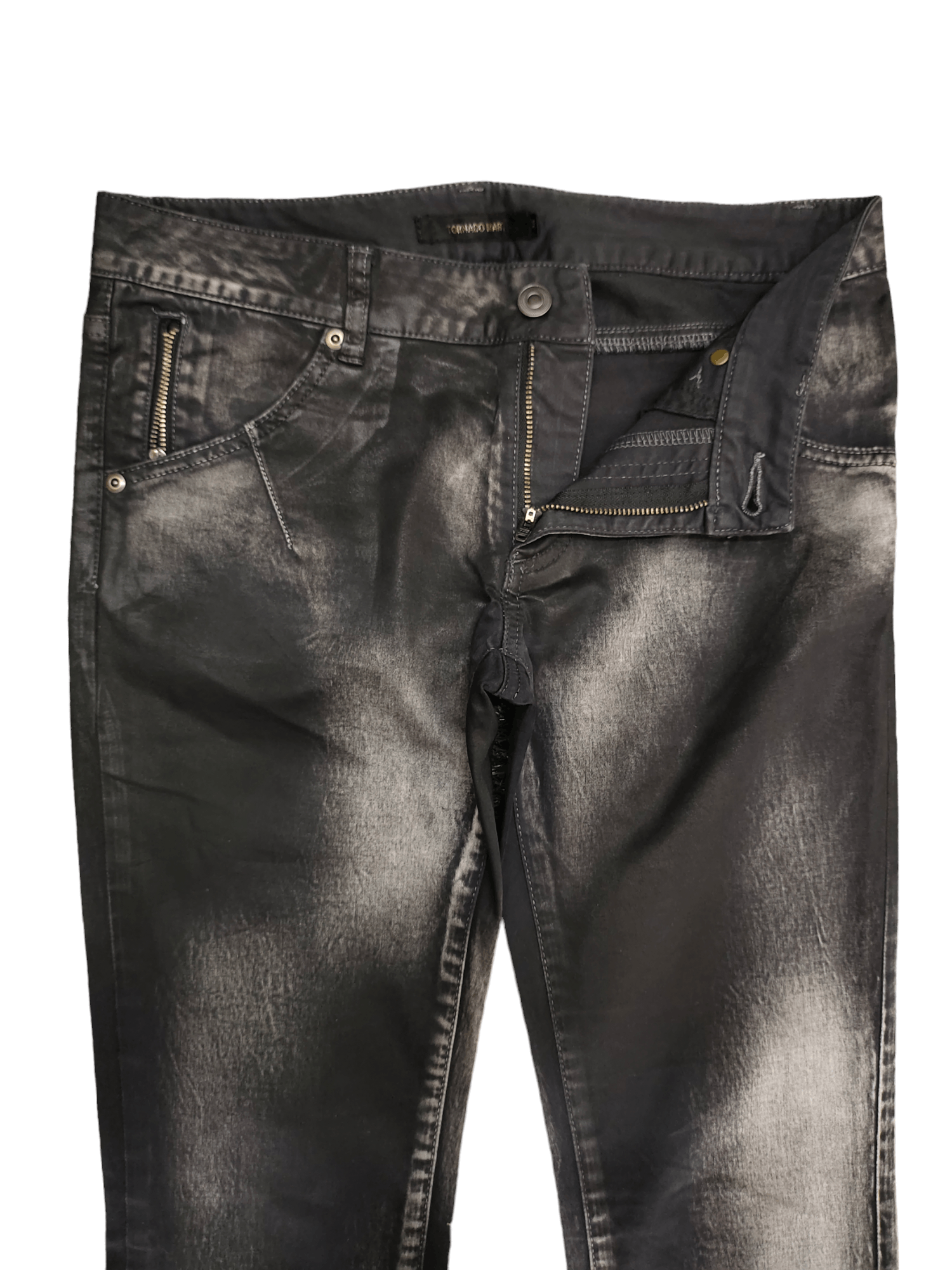 Tornado Mart 1990s Tornado Mart Japan Black Waxed Skinny Denim Pants Size US 29 - 9 Thumbnail