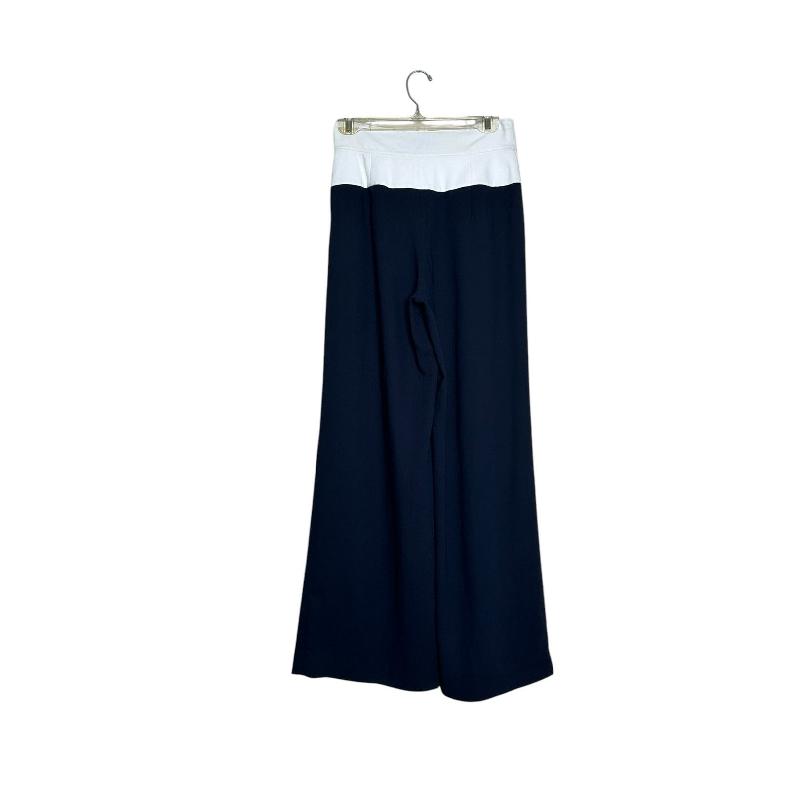 Joie JOIE white navy wide leg high rise pleated pants size 4 Size 27" / US 4 / IT 40 - 2 Thumbnail