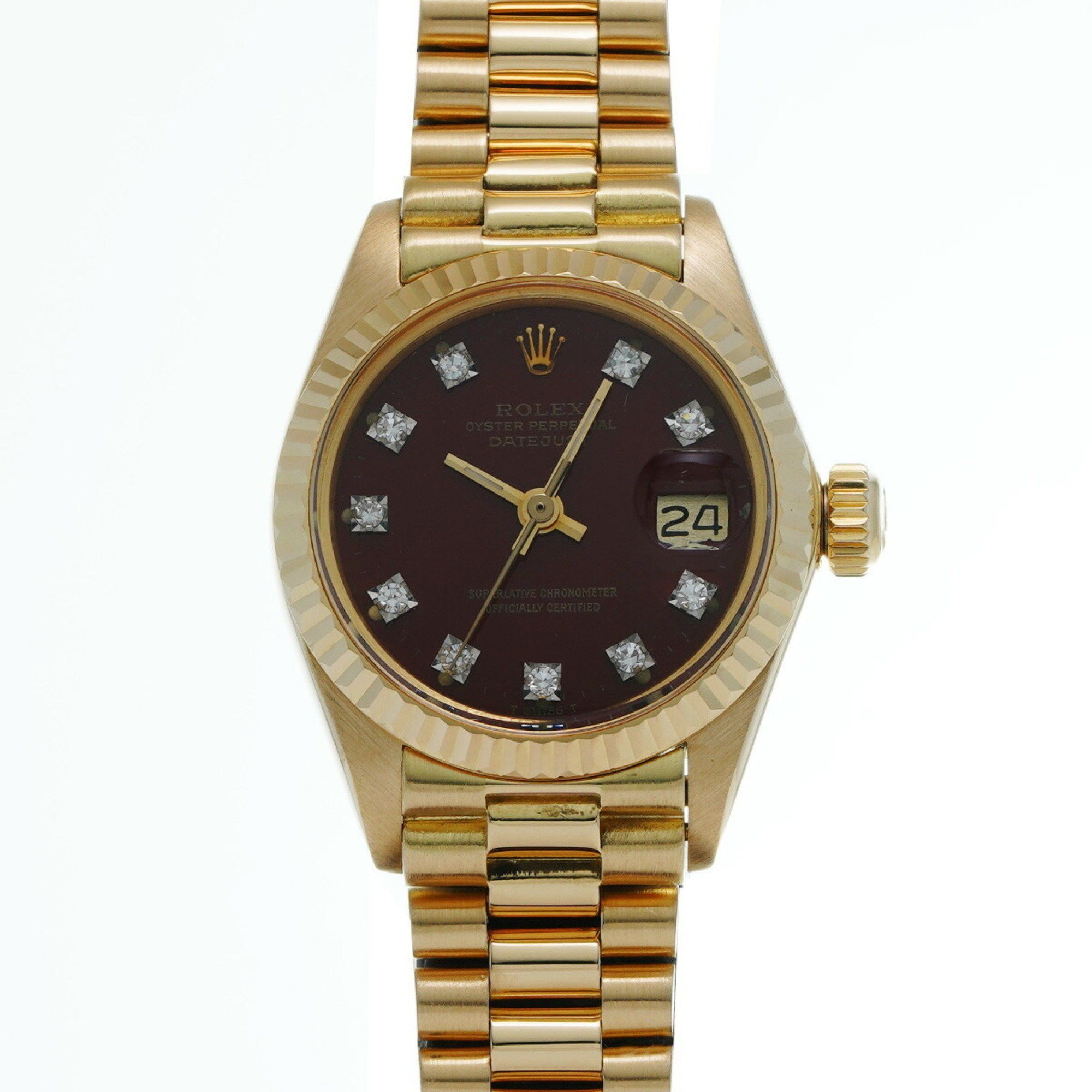 Rolex Datejust Stella Dial 6917G 63 Series (Manufactured Around 1980) Burgundy/diamond Ladies Watch Automatic in Brown, Women's