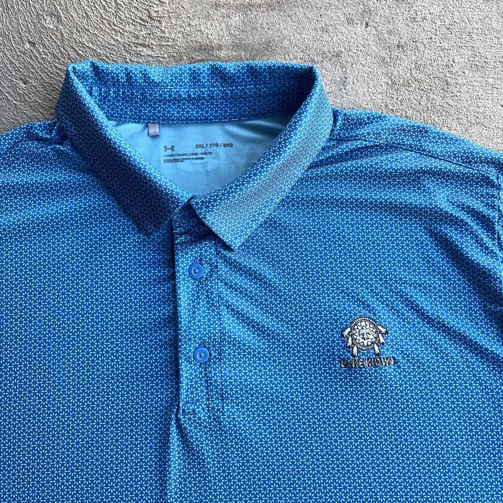 Under Armour Under Armour Polo Shirt Golf Mens 2XL Blue Floral Stretch Preppy Active Shirt Size US XXL / EU 58 / 5 - 3 Thumbnail