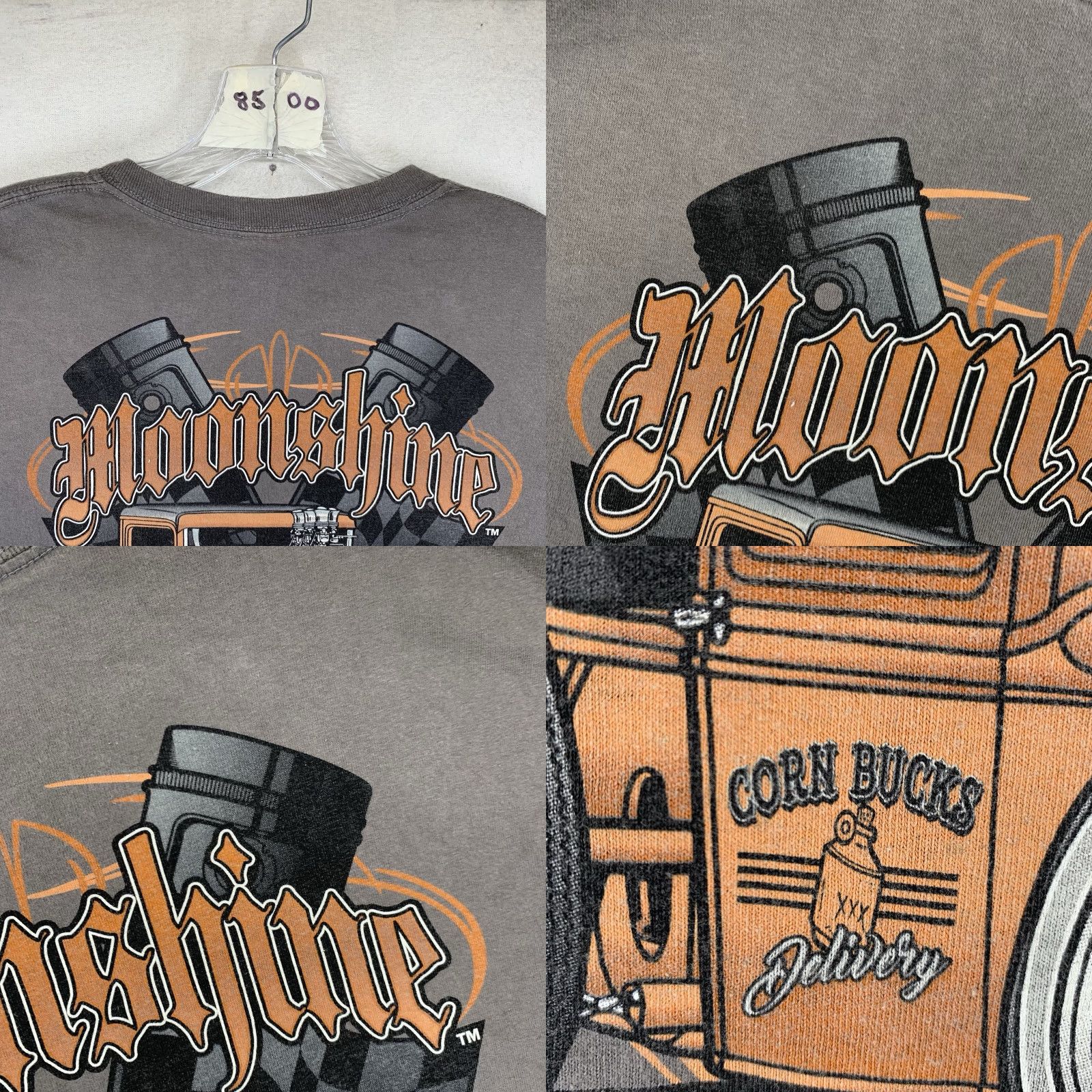 Gildan VINTAGE Gildan Moonshine Drag Racing T-Shirt Adults Large Gray Graphic Print 2000s Mens Size US L / EU 52-54 / 3 - 8 Thumbnail