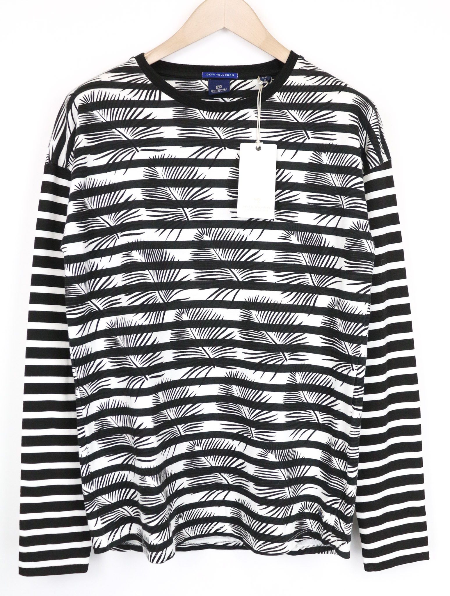 Scotch & Soda AMS COUTURE M Black White Cotton Patterned T-Shirt 75415 Size US M / EU 48-50 / 2 - 1 Thumbnail
