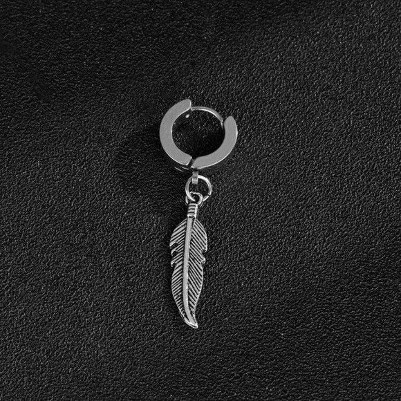 Other 1Pc Stainless Steel Unisex Drop Earring (Silver) Size ONE SIZE - 2 Thumbnail