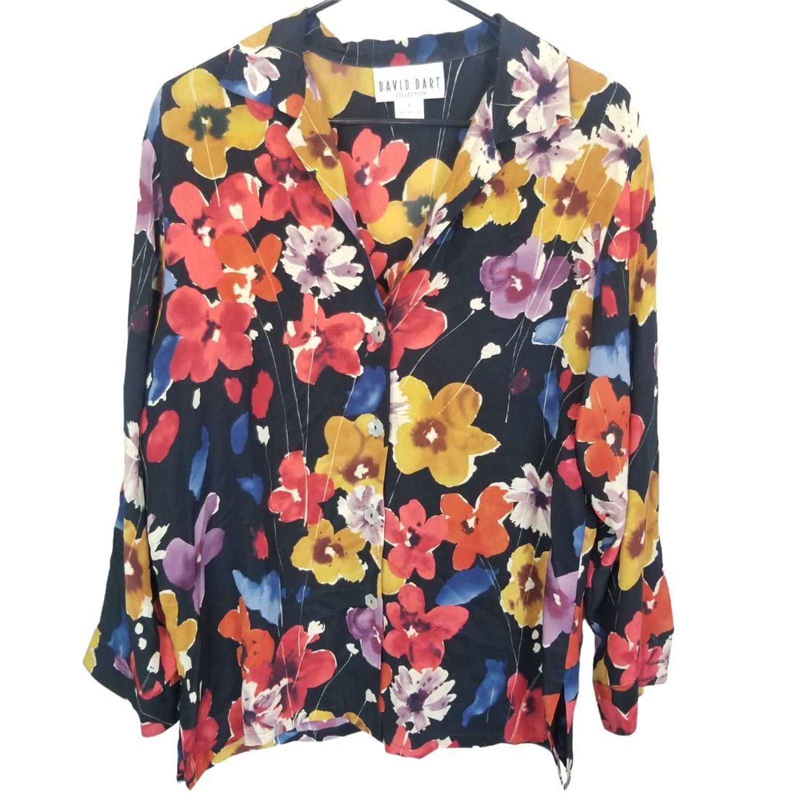 Vintage Vintage David Dart Womens 100% Silk Floral Blouse S Retro Size S / US 4 / IT 40 - 1 Thumbnail