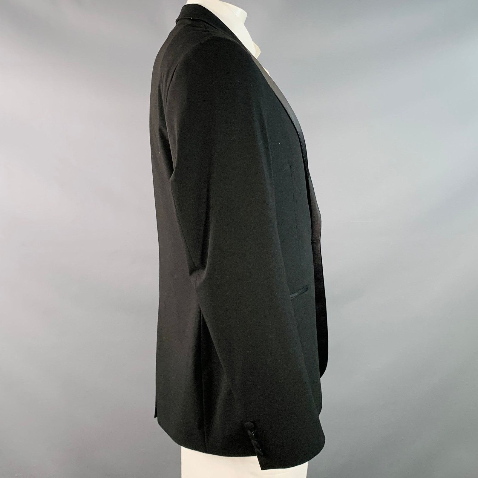 Other NOAK Long Black Polyester Blend Peak Lapel Tuxedo Jacket Size 42L - 3 Thumbnail