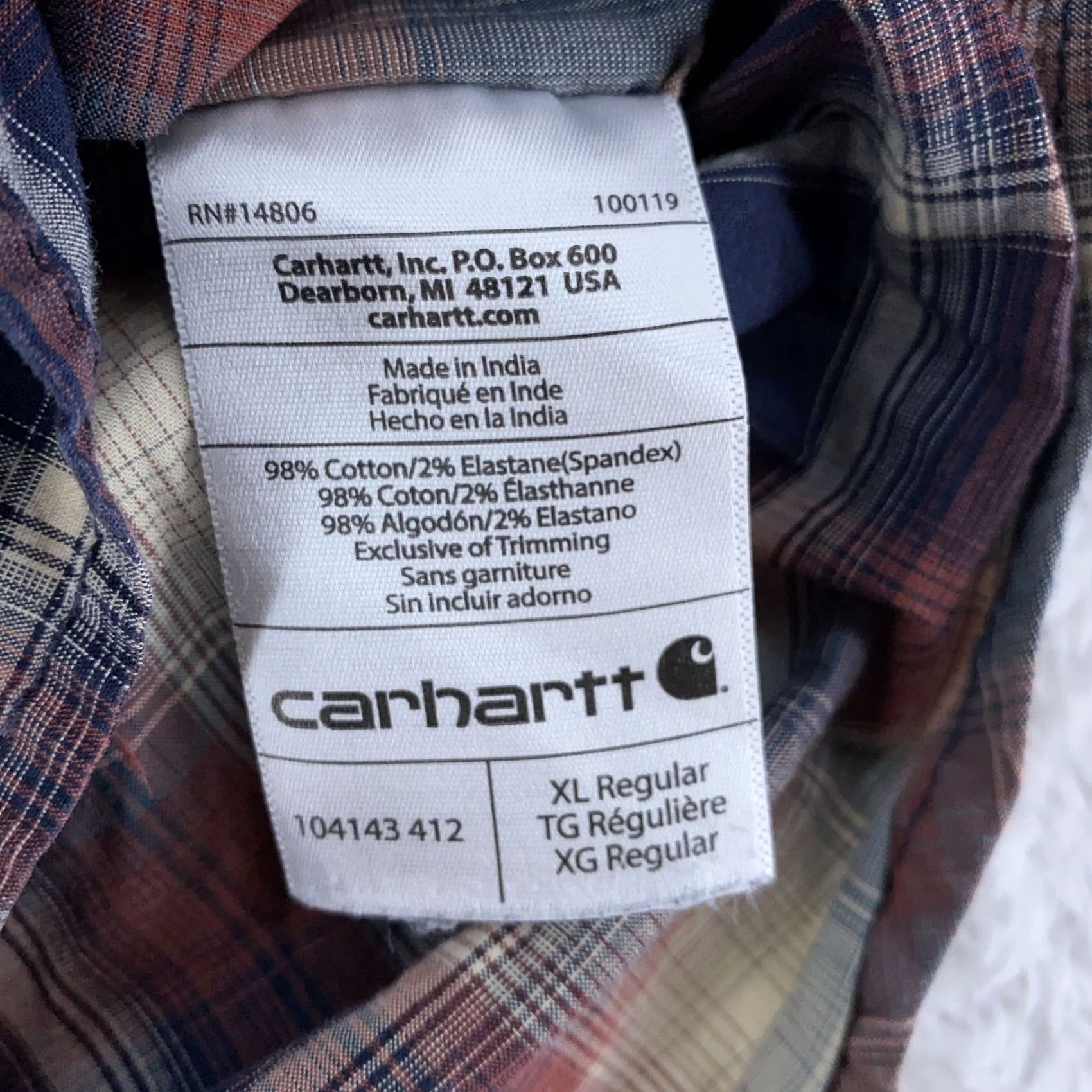 Carhartt Carhartt Shirt Mens XL Plaid Button Down Long Sleeve Western Workwear Cotton Red Size US XL / EU 56 / 4 - 8 Thumbnail