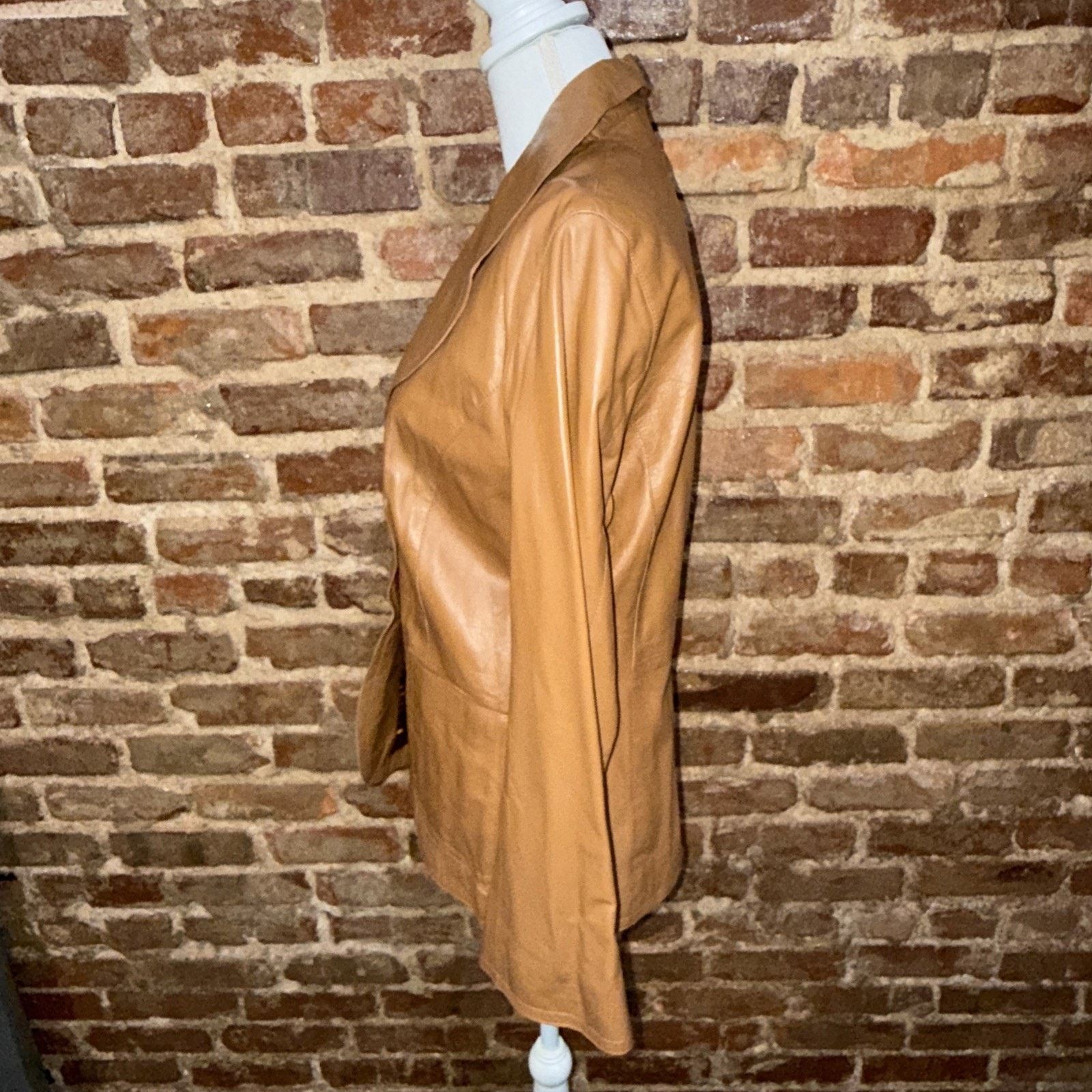 & Other Stories OLLY London Women Real Leather Tan Blazer Jacket Sz 10 Size L / US 10 / IT 46 - 3 Thumbnail