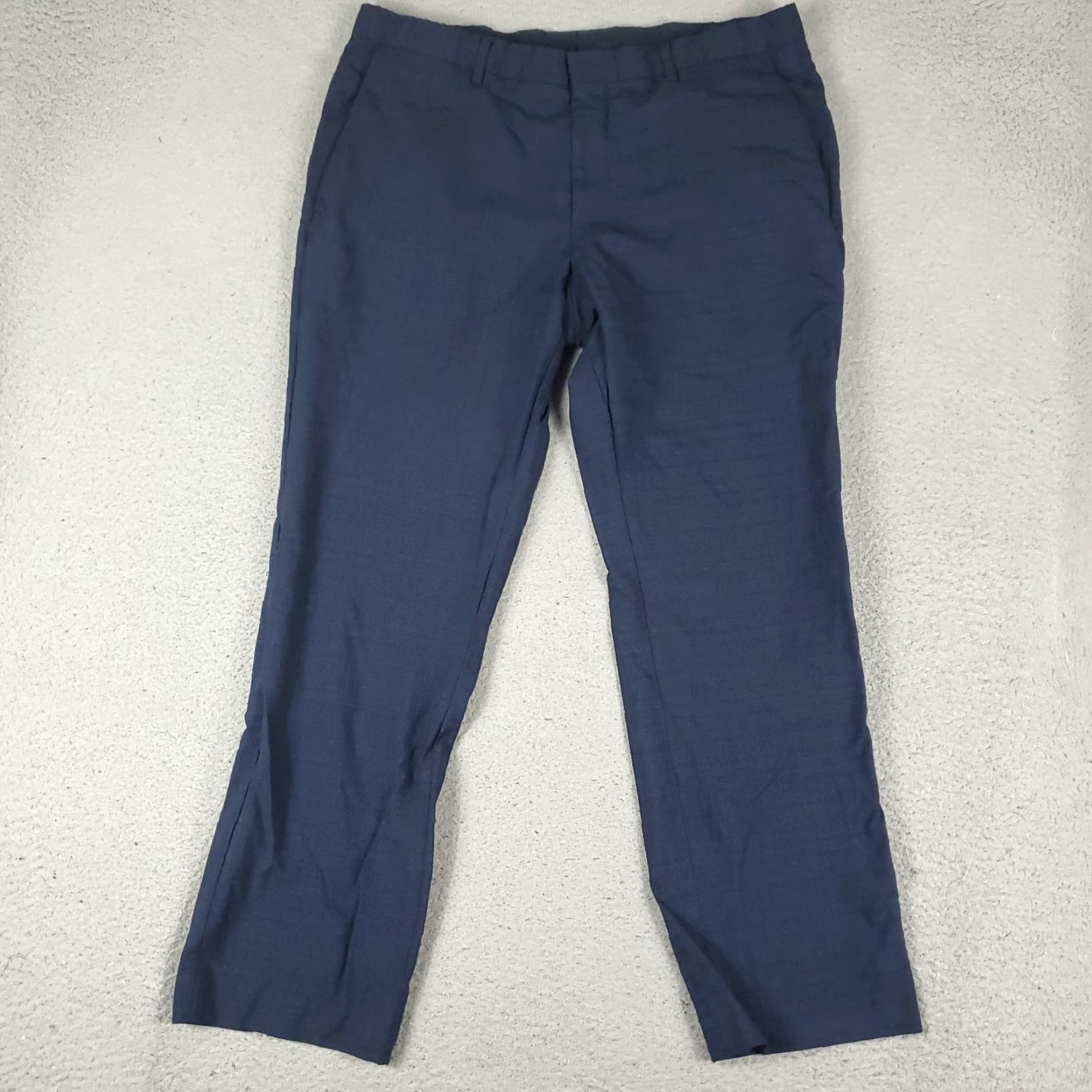 Hugo Boss Hugo Boss Pants Mens 35x28 Blue Super 100 Straight Dress Trousers Size US 35 - 2 Thumbnail