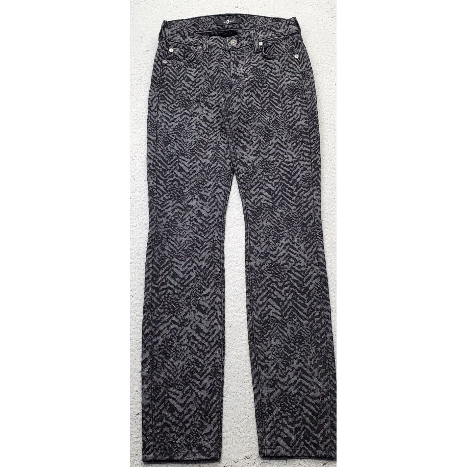 7 For All Mankind 7 For All Mankind Ankle Jeans Womens 24 Multi Pattern Stretch Jacquard Skinny Leg Jeans Size 42" / US 20 - 2 Thumbnail