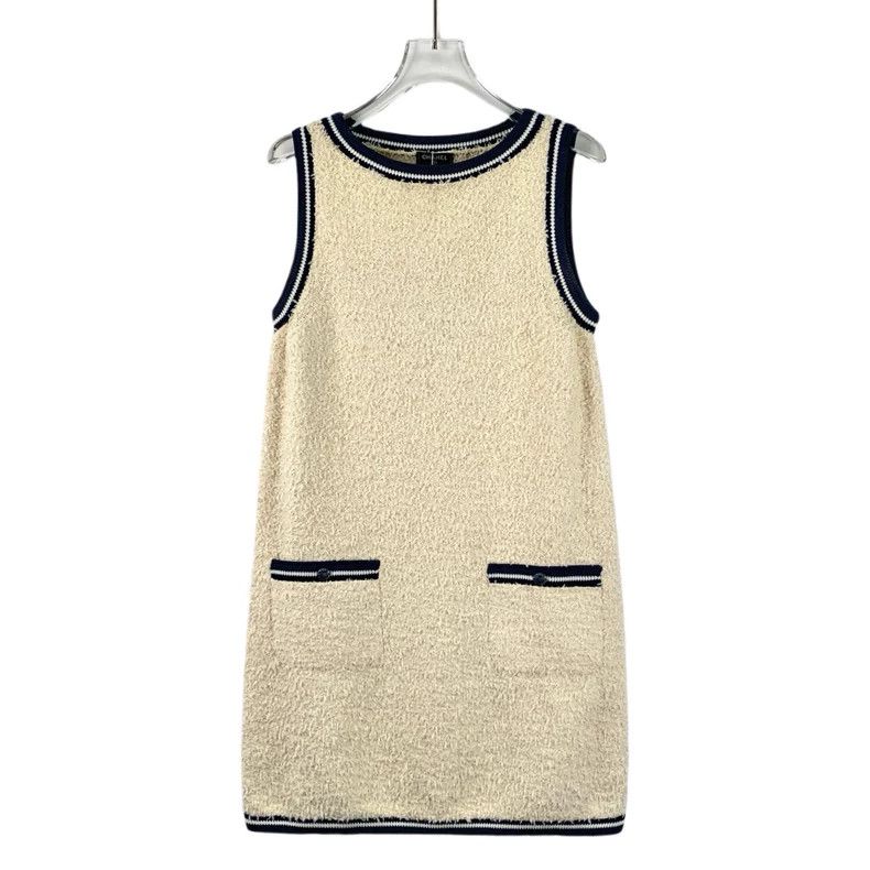 Chanel beige sleeveless cotton dress with stripes-dmc Size S / US 4 / IT 40 - 1 Thumbnail