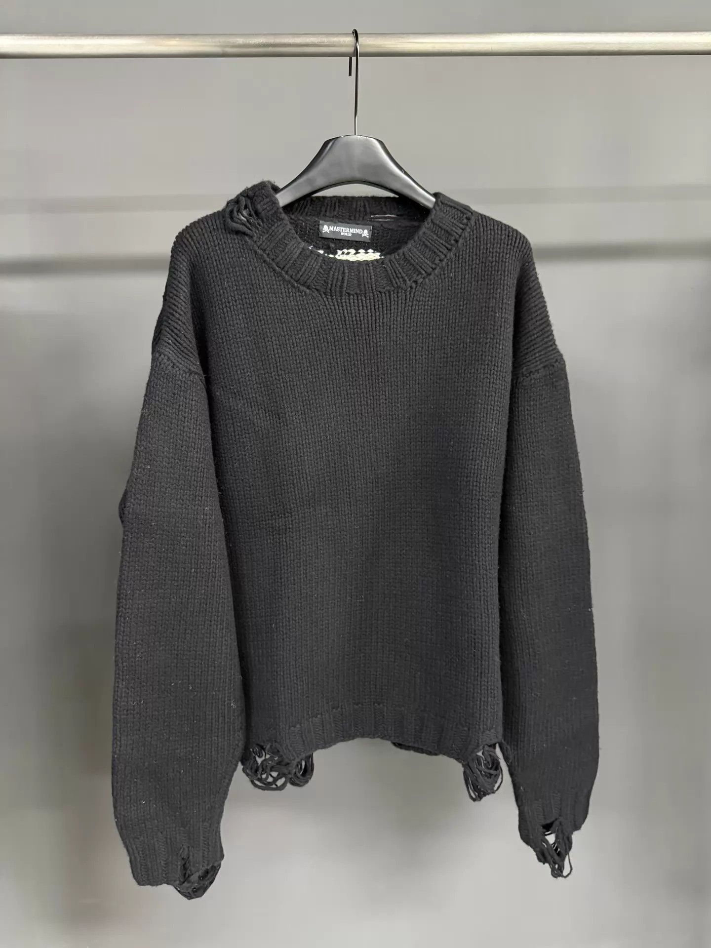 Mastermind Japan Black Distressed Knit Sweater Size US S / EU 44-46 / 1 - 1 Thumbnail