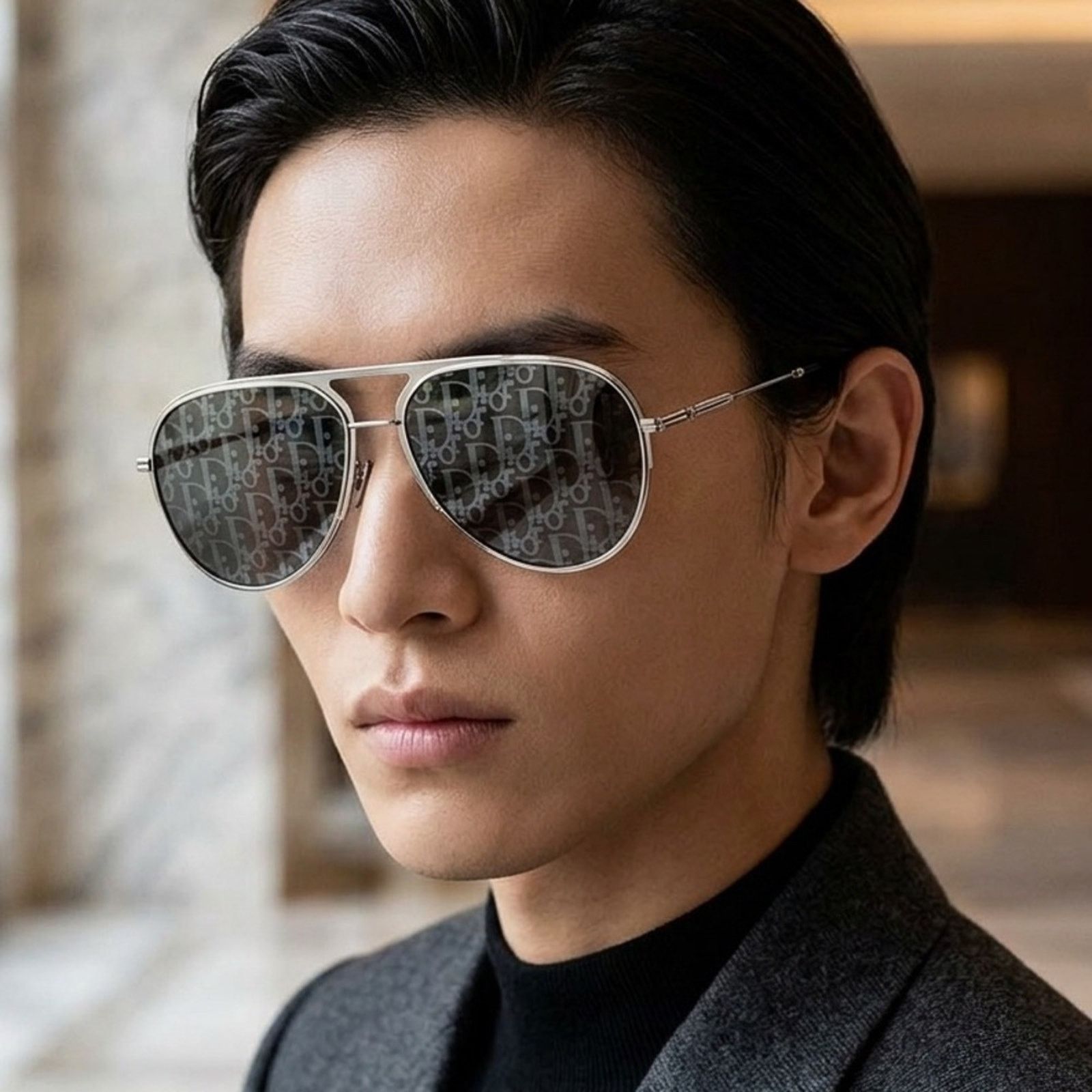 Dior New DIORESSENTIAL A2U F0A8 Silver Monogram Lens Aviator Size ONE SIZE - 3 Thumbnail