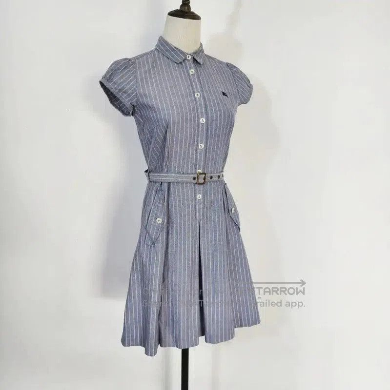 Burberry Burberry Blue Striped Cotton Dress for Women. Size M / US 6-8 / IT 42-44 - 3 Thumbnail
