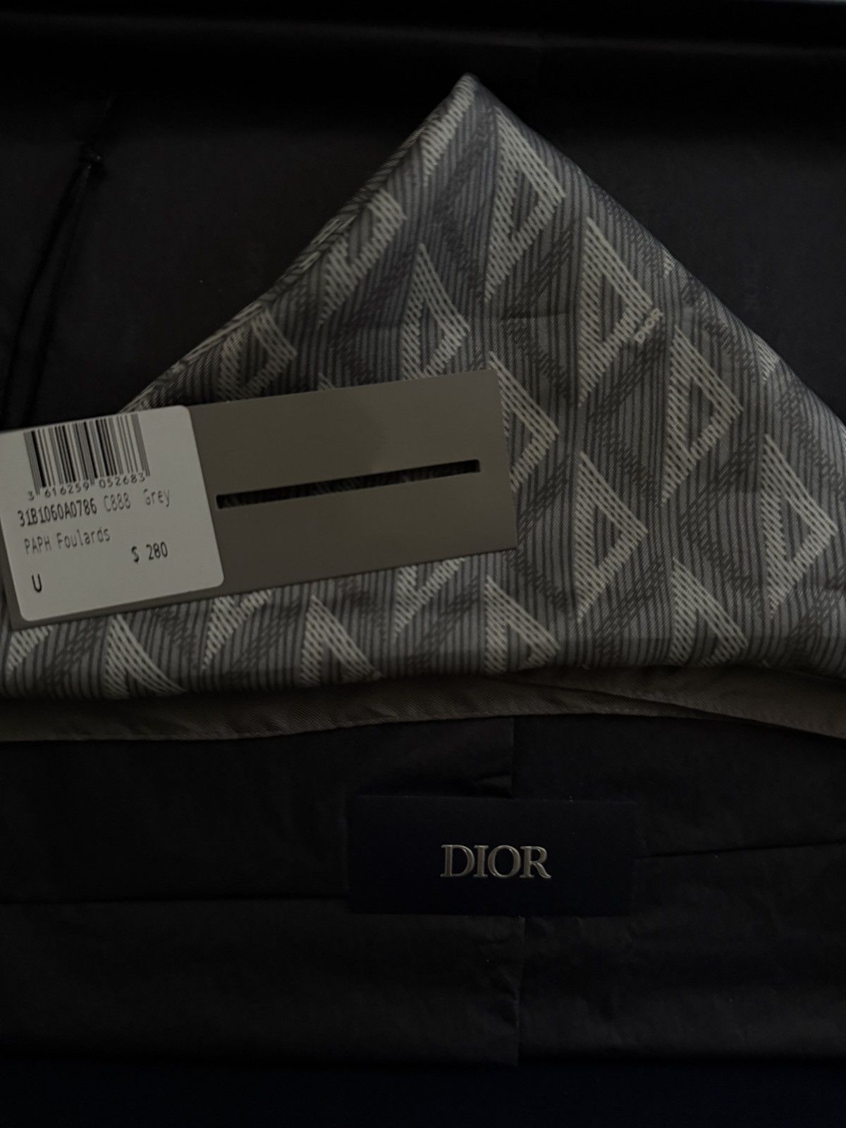 Dior Dior Diamond Grey Silk Bandana Size ONE SIZE - 4 Thumbnail