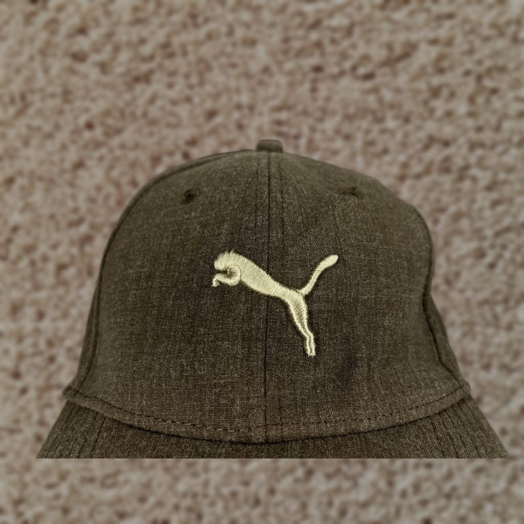 Puma PUMA Hat Cap Fitted Adult One Size Gray Brown Polyester Viscose Blend Stretch Hat/Cap Mens Golf Hat Gray PUMA Logo 90s Outdoor Sports Size ONE SIZE - 1 Thumbnail