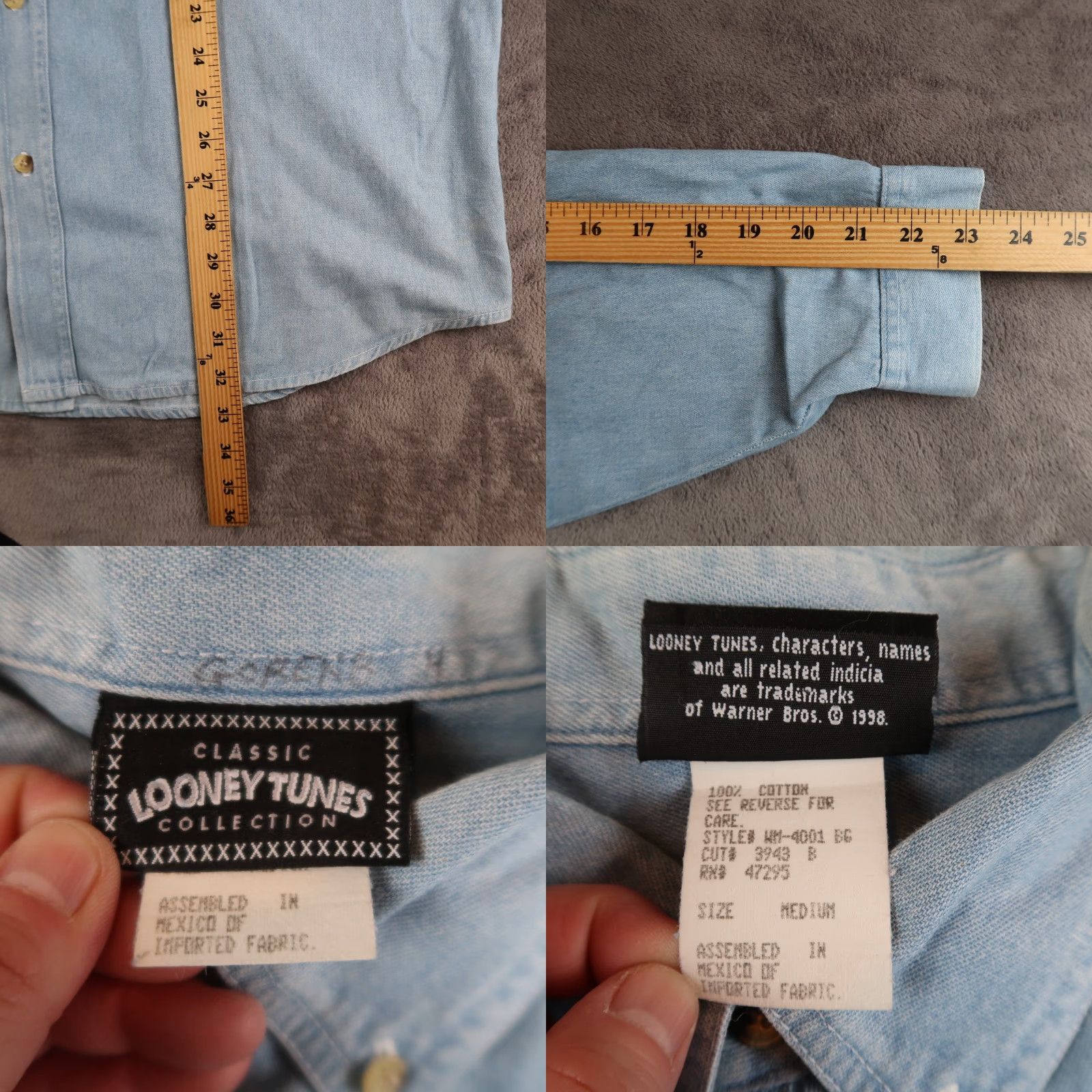 Vintage VINTAGE Warner Bros. Denim M Shirt Shacket Marvin the Martian Embroidered Button-Up Casual Shirt Mens 90s Cartoon Retro Funny Blue Size US M / EU 48-50 / 2 - 8 Thumbnail