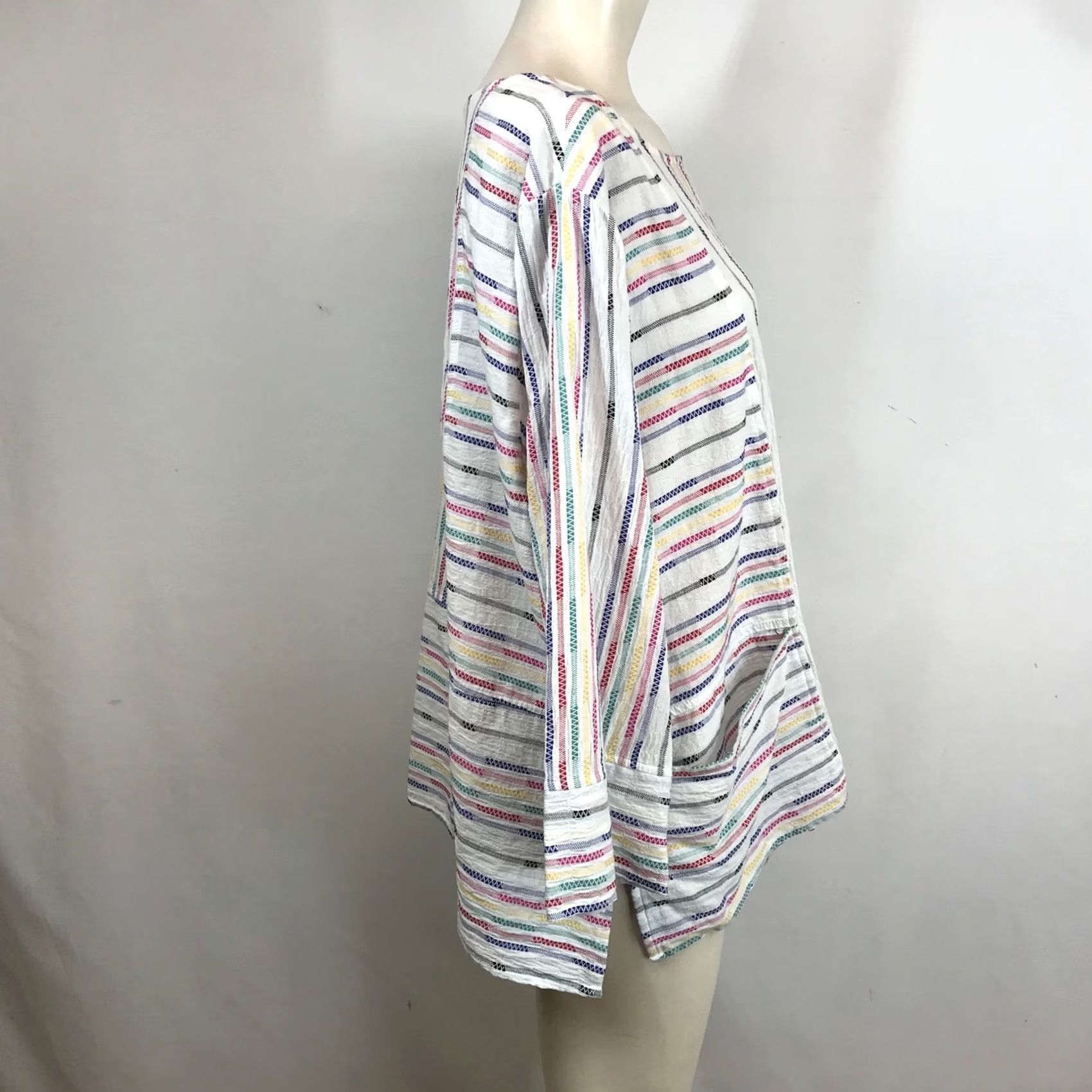 Habitat VINTAGE Habitat Clothes To Live In Womens XL Rainbow Zigzag Stripe Cotton Tunic Blouse Size XL / US 12-14 / IT 48-50 - 4 Thumbnail