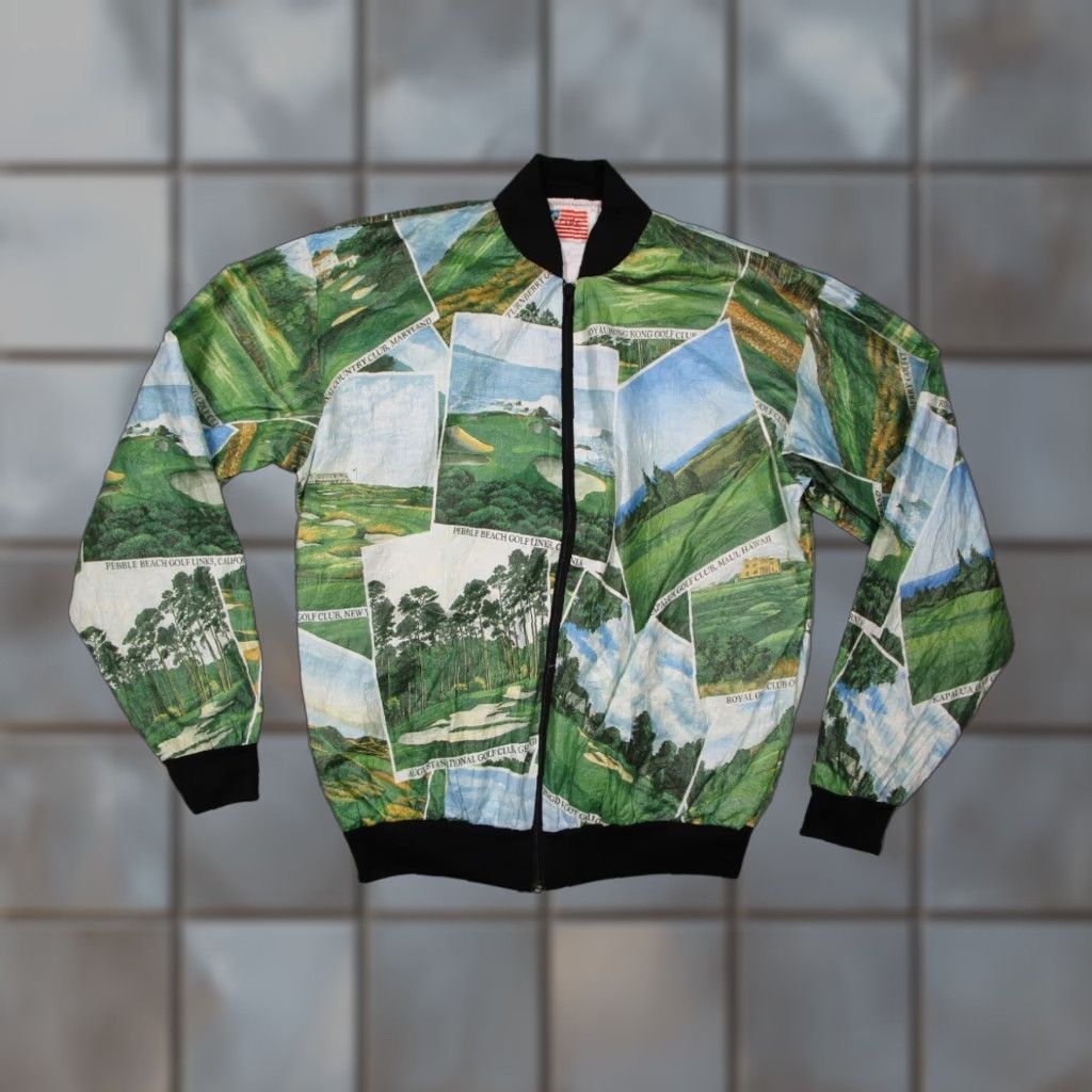 Etro VINTAGE Pride Products Mens Small Green Full Zip Bomber Jacket Golf Courses Retro Size US S / EU 44-46 / 1 - 1 Thumbnail