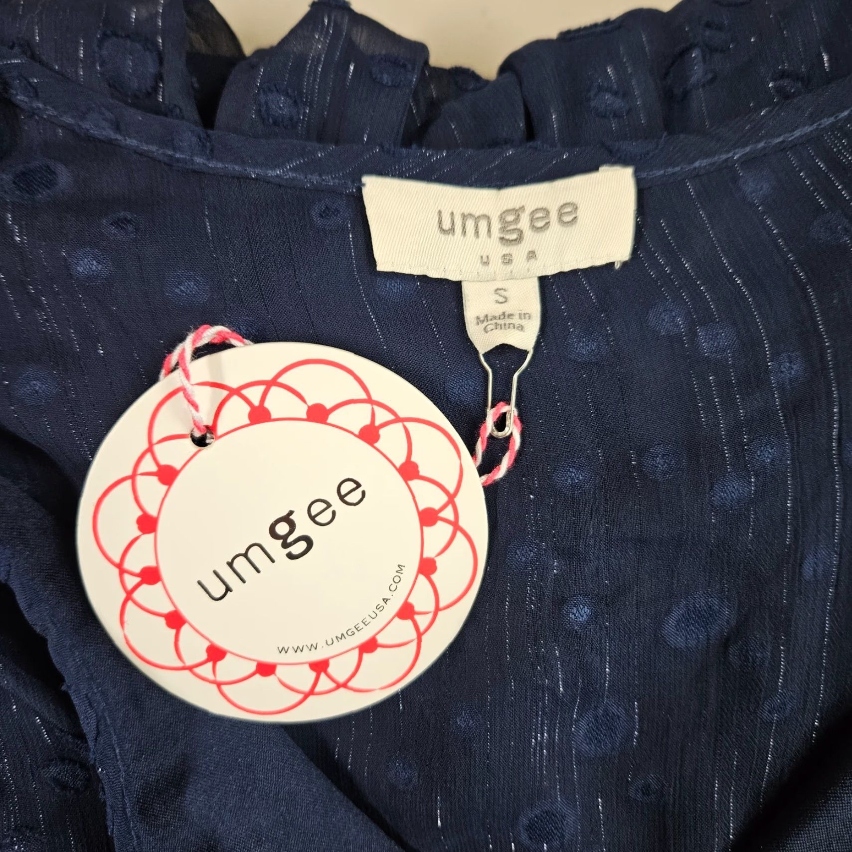 Vintage UMGEE Womens Dress Sz S Blue Polka Dot Semi Sheer V-Neck Mini Dress Woman Small Blue Polka Dot Sheer V-Neck Size S / US 4 / IT 40 - 6 Thumbnail