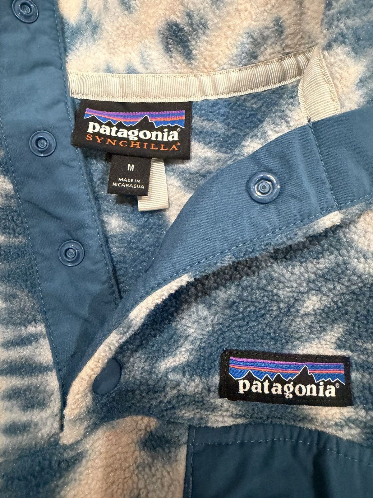 Patagonia Patagonia Lightweight Synchilla Blue/white marbled fleece. Size M / US 6-8 / IT 42-44 - 3 Thumbnail