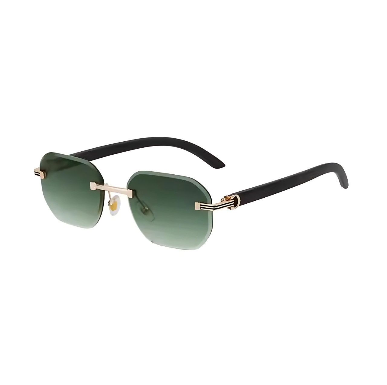 Other Rimless Green Gradient Sunglasses Luxury Gold Metal Frame Size ONE SIZE - 3 Thumbnail