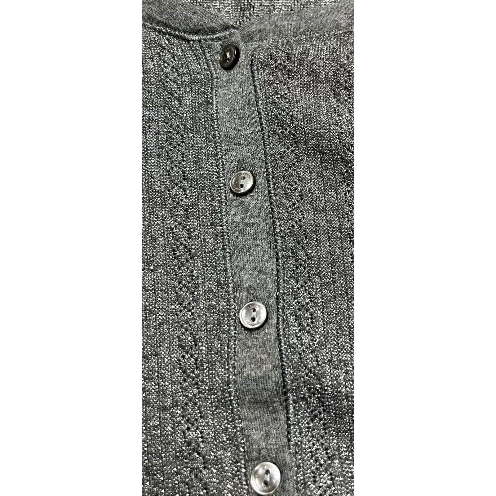 Victoria's Secret Victoria’s Secret Henley Top M Women Long Sleeve Gray Shimmer Metallic Y2K Lounge Blouse Size M / US 6-8 / IT 42-44 - 4 Thumbnail