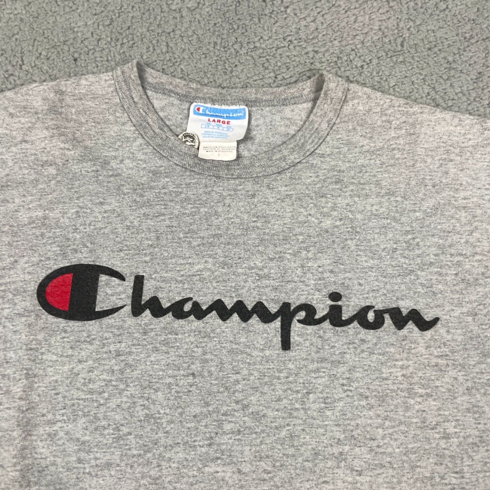 Champion Champion Tshirt Adult Large Gray Men's Logo Sport Athletic Short Sleeve L Shirt Size US L / EU 52-54 / 3 - 2 Thumbnail