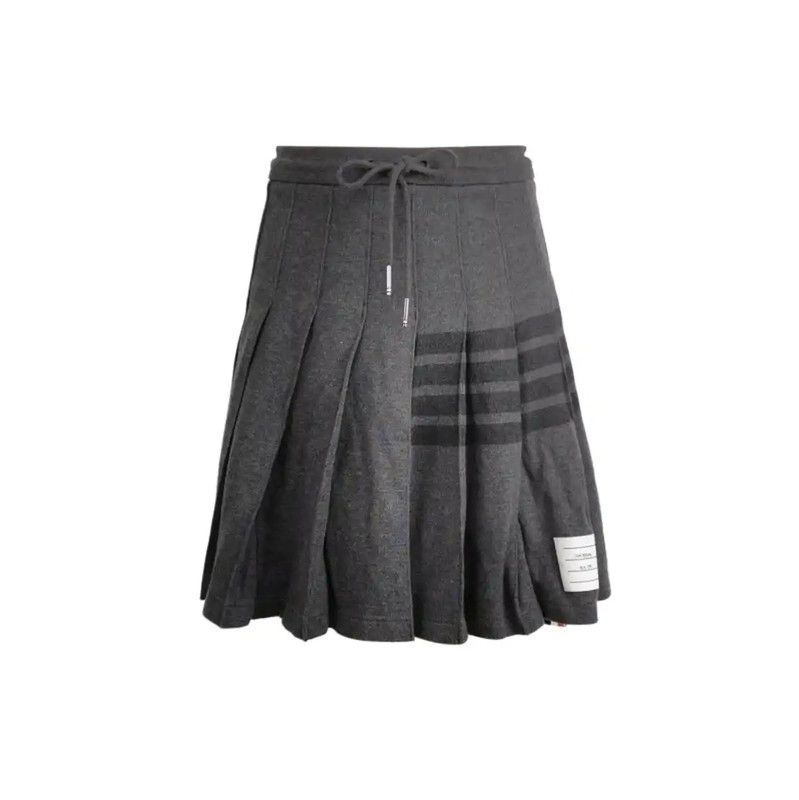 Thom Browne Thom Browne Women's Gray Stripe Cotton Skirt 0089 Size 27" / US 4 / IT 40 - 1 Thumbnail