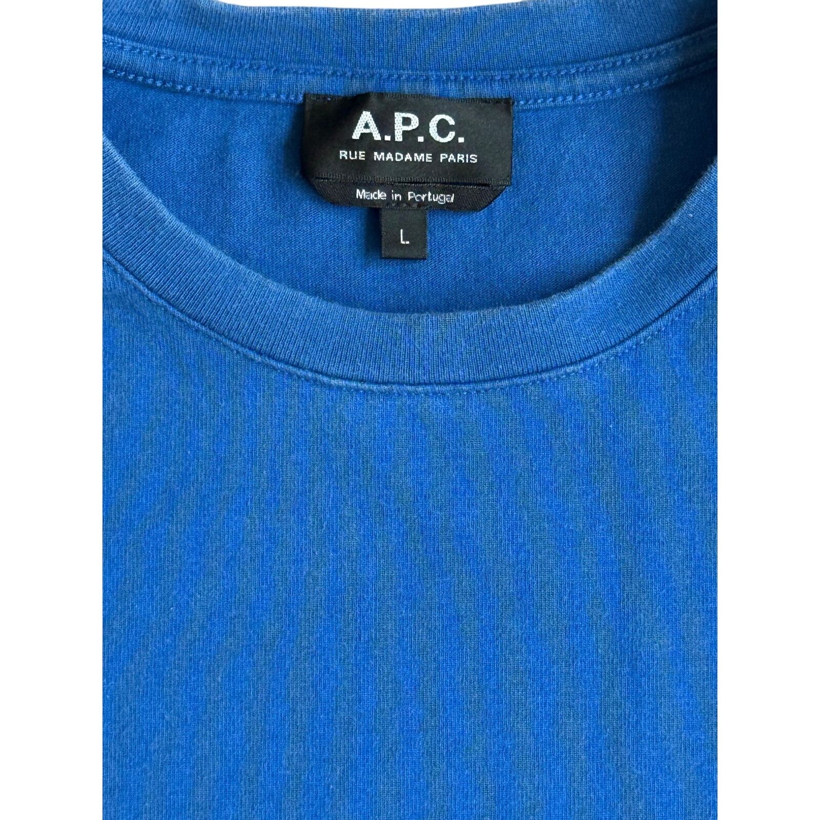 A.P.C. A.P.C. Blue Cotton T-Shirt Classic Parisian Tee L Size US L / EU 52-54 / 3 - 2 Thumbnail
