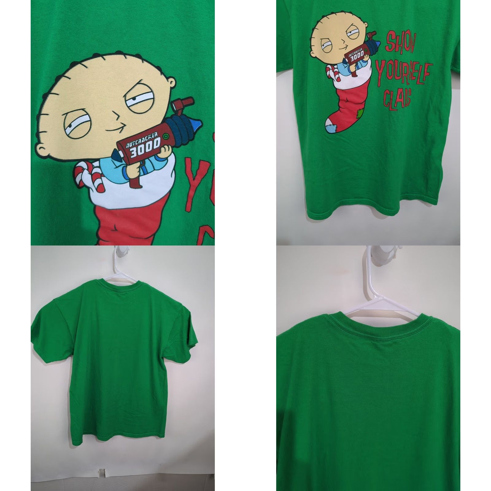 Gildan VINTAGE Gildan Heavy Cotton Stewie Griffin Adult T-Shirt Large Green Crew Neck Logo Short Sleeve Family Guy 2000s Mens Size US L / EU 52-54 / 3 - 8 Thumbnail