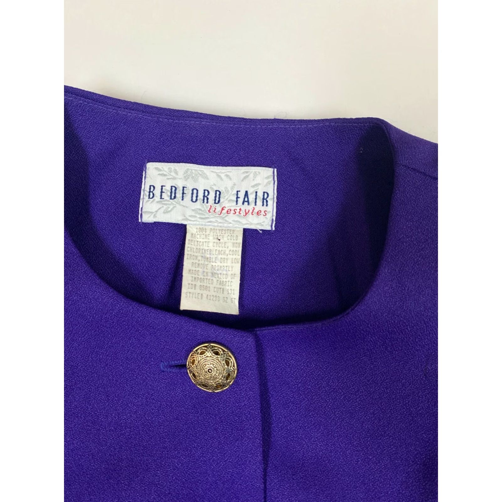 Vintage Bedford Fair Jacket Womens Blue Lightweight 6 Tall Pea Coat Casual Winter Button Front Womens Size M / US 6-8 / IT 42-44 - 4 Thumbnail