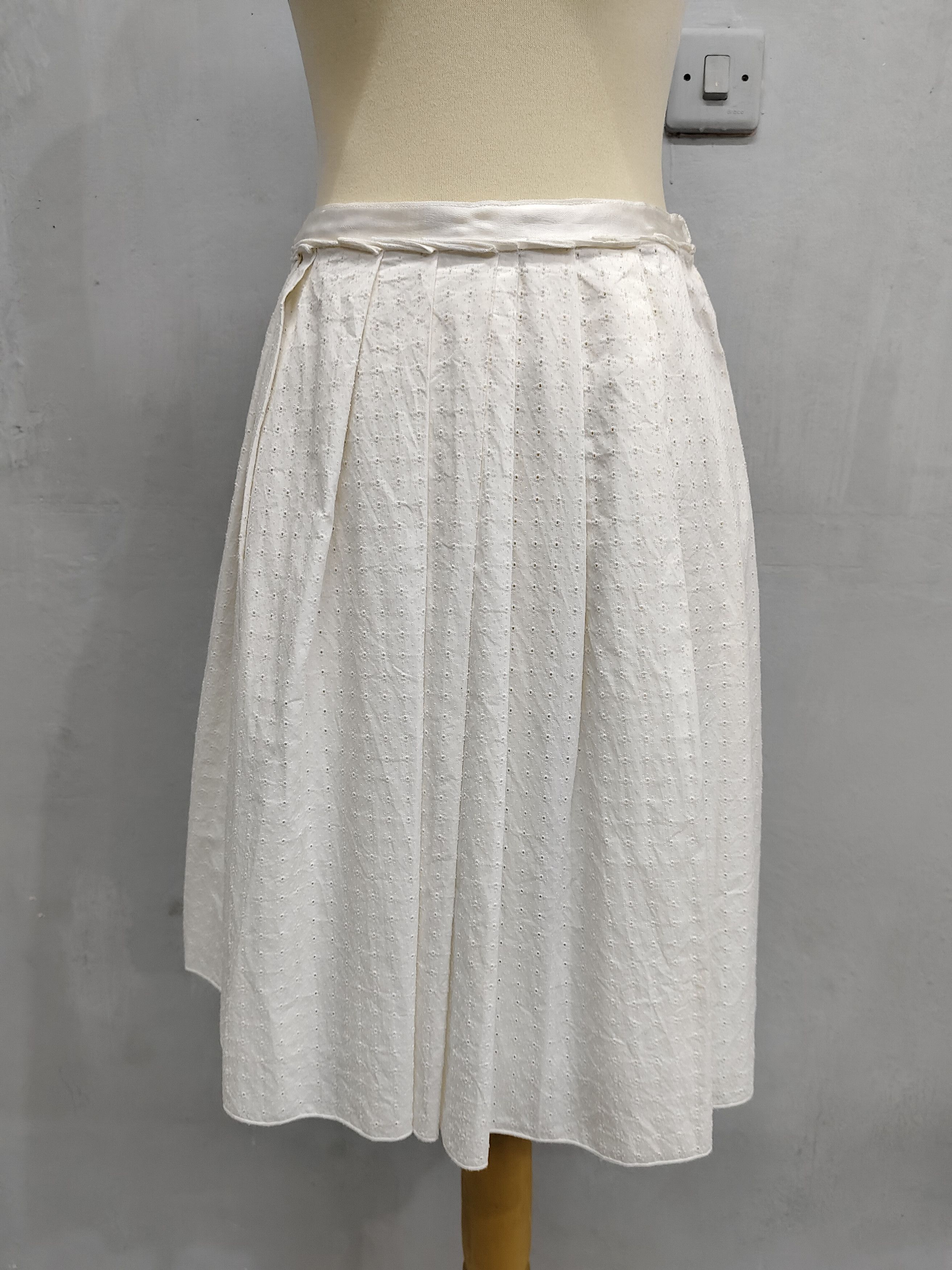 Jil Sander Jil Sander Navy - Minimal Off White Pleated Skirt Size 28" / US 6 / IT 42 - 9 Thumbnail