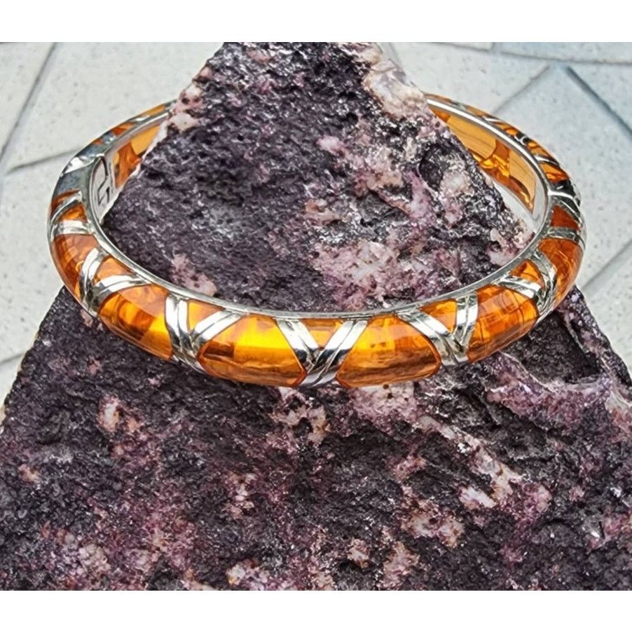 Designer Angelique de Paris Bamboo Sterling Silver Bangle Bracelet Size ONE SIZE - 7 Thumbnail