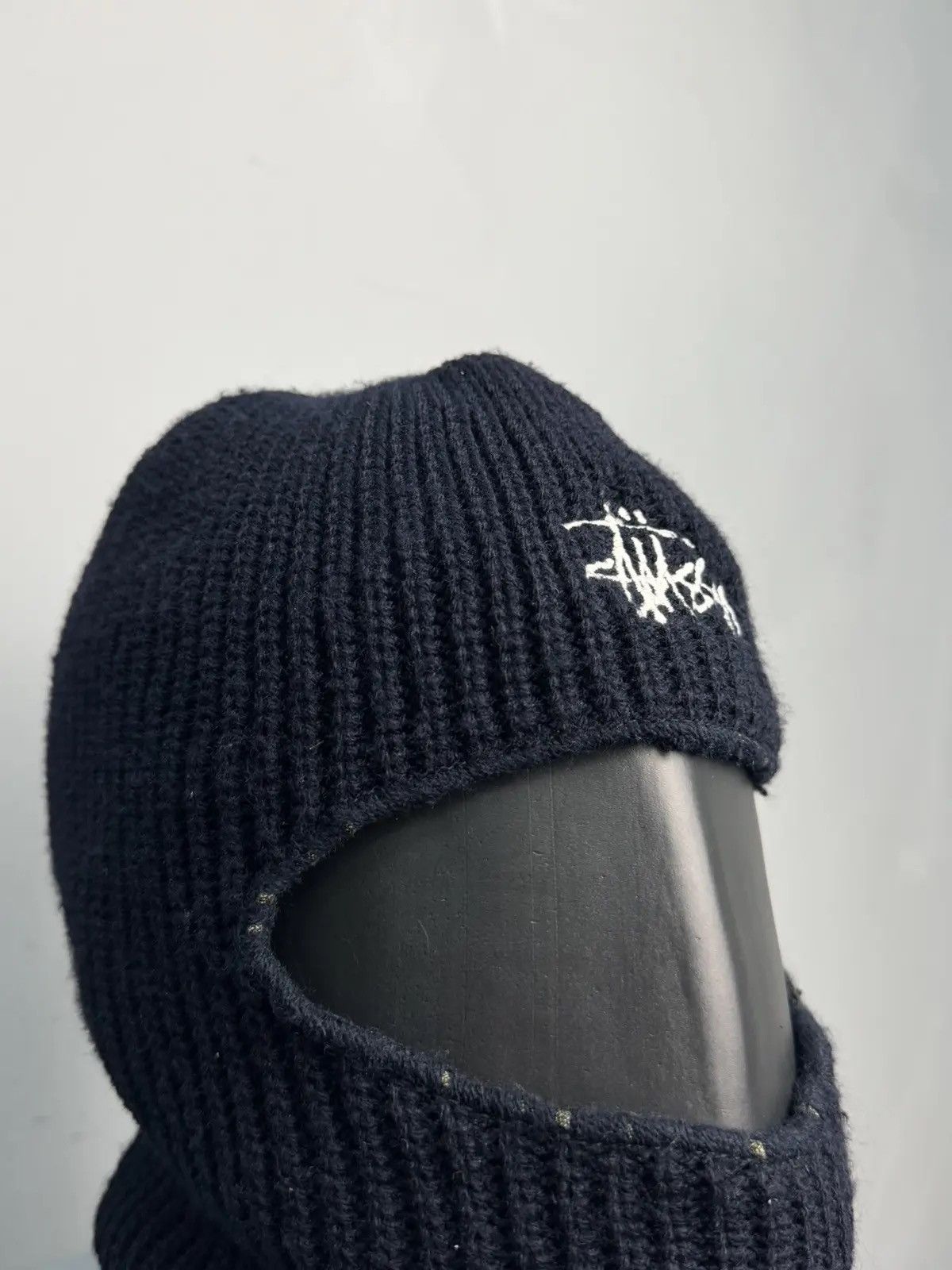 Stussy × Vintage RARE Stussy Y2K Vintage Knit Balaclava Logo Cap Hat Size ONE SIZE - 5 Thumbnail