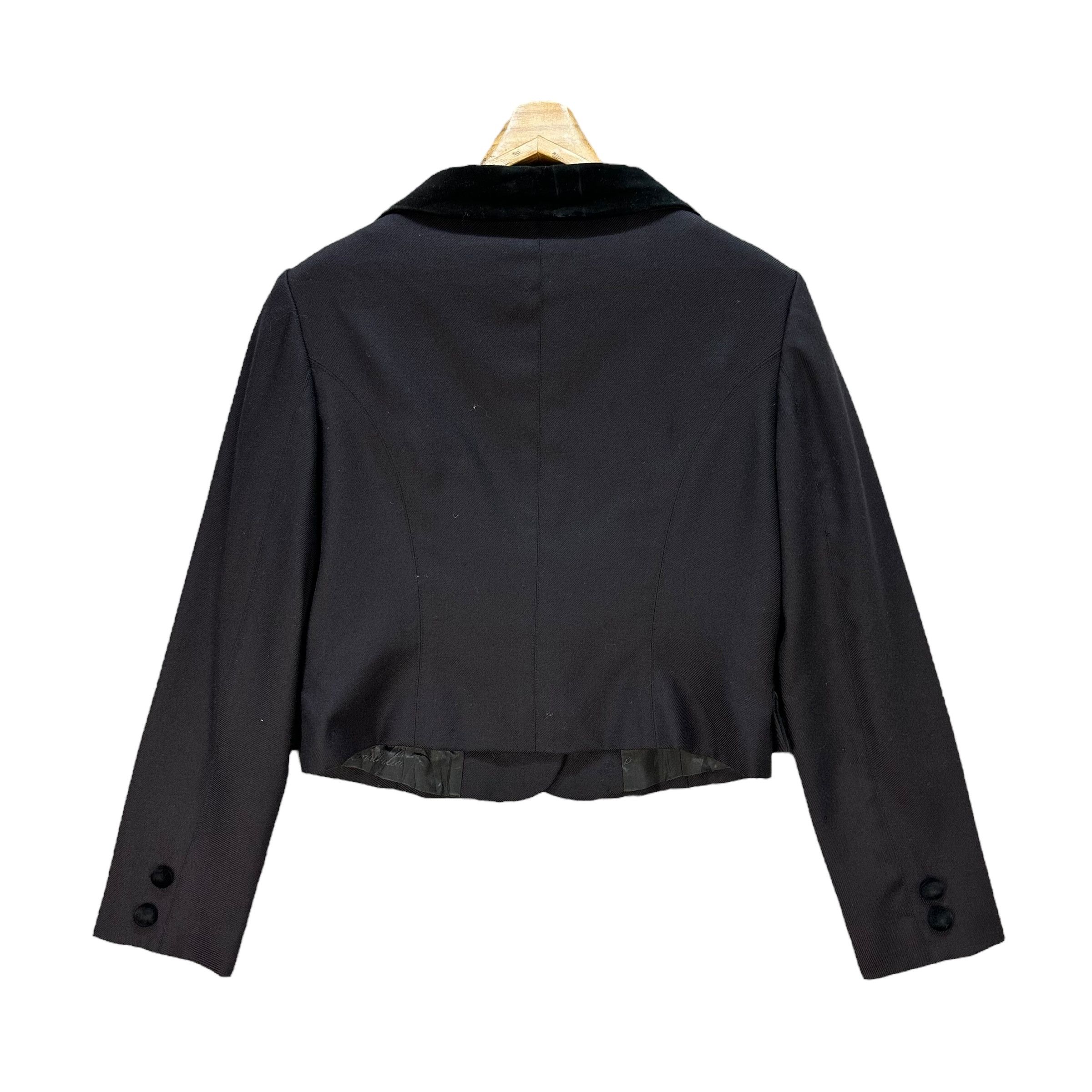 Moschino MOSCHINO Velvet Trim Formal Wool Cropped Jacket #A80-1926 Size M / US 6-8 / IT 42-44 - 13 Thumbnail
