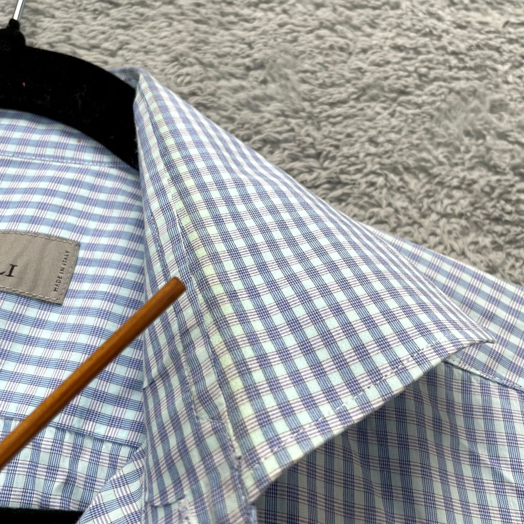 Canali Canali Shirt Mens 38 Blue Dress Tattersall Check Cotton Formal Oxford Button Up Size 38R - 5 Thumbnail
