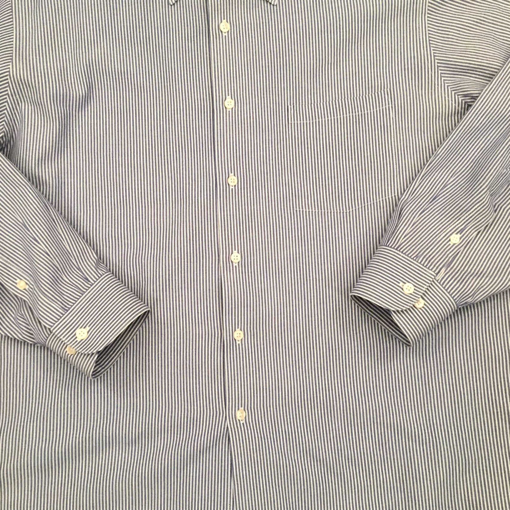 Van Heusen Van Heusen Shirt Mens 17.5 Blue Striped Long Sleeve Button-Up Regular Cotton Blend Collection Shirt Men Size US XXL / EU 58 / 5 - 3 Thumbnail