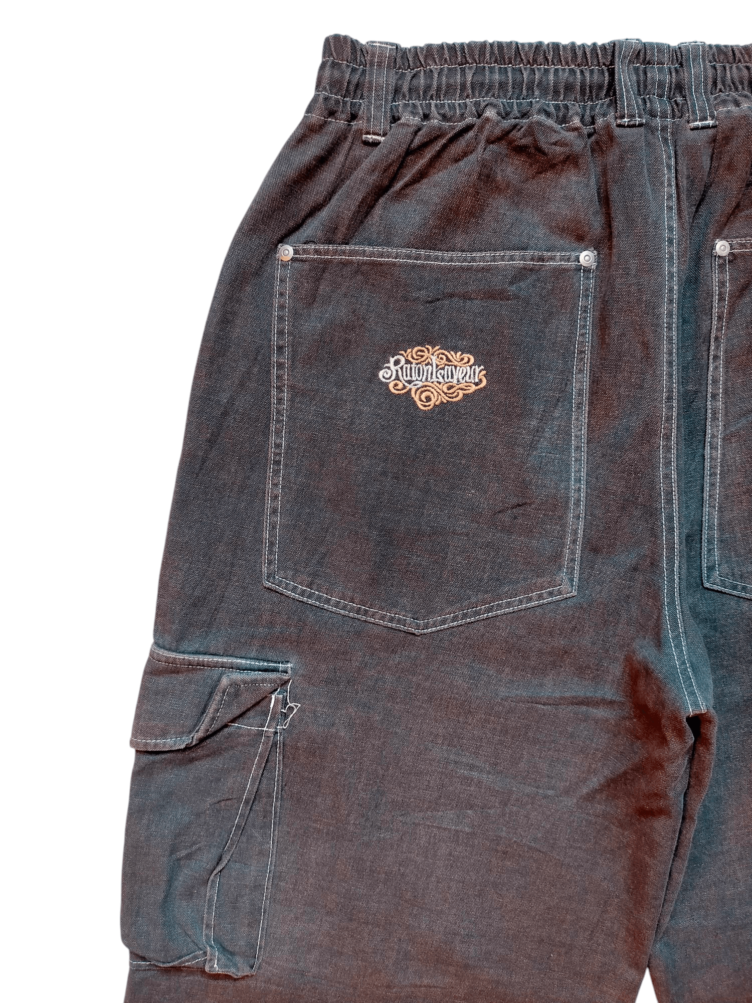 JNCO × Japanese Brand Raton Laveur Wide Leg Baggy Cargo Embroidered Black Jeans Size US 32 / EU 48 - 11 Thumbnail