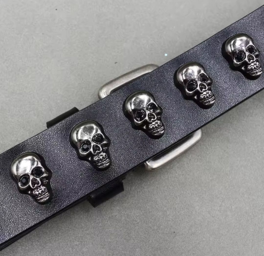 Japanese Brand Rivet Skull Studded Belt Gothic Street Wear 34-38 Size 38 - 3 Thumbnail