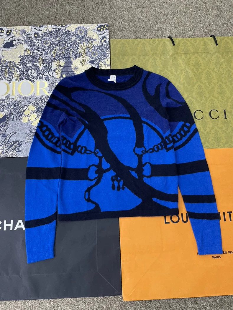 Hermes Hermes Blue Black Cashmere Sweater - dmc Size US S / EU 44-46 / 1 - 1 Thumbnail
