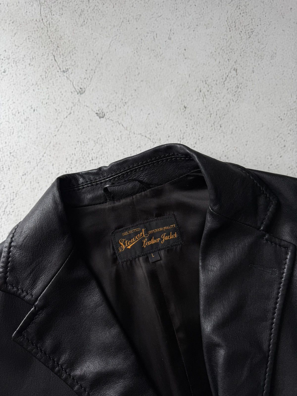 Leather Stewart Vintage Real Leather Black Blazer Jacket Size US L / EU 52-54 / 3 - 7 Thumbnail