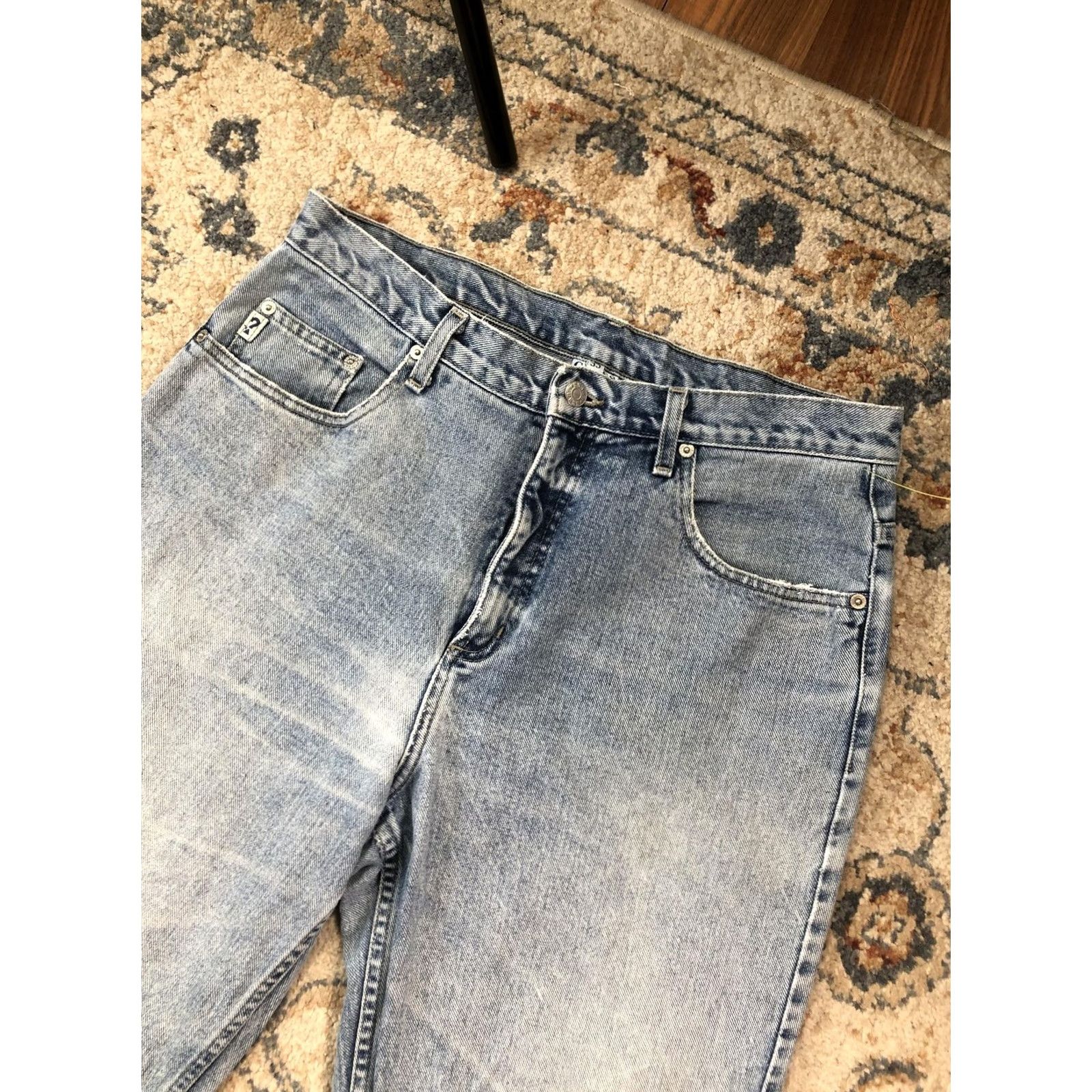 Guess VINTAGE Guess Jeans Mens 33x30 Blue Light Wash Straight Denim USA 90s BB110-30 Size US 33 - 5 Thumbnail